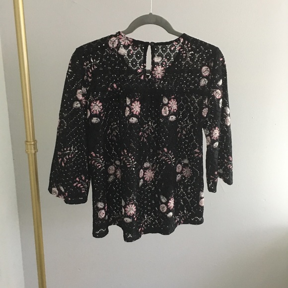 Loft Floral Lace Black Blouse Size XS - Picture 4 of 5